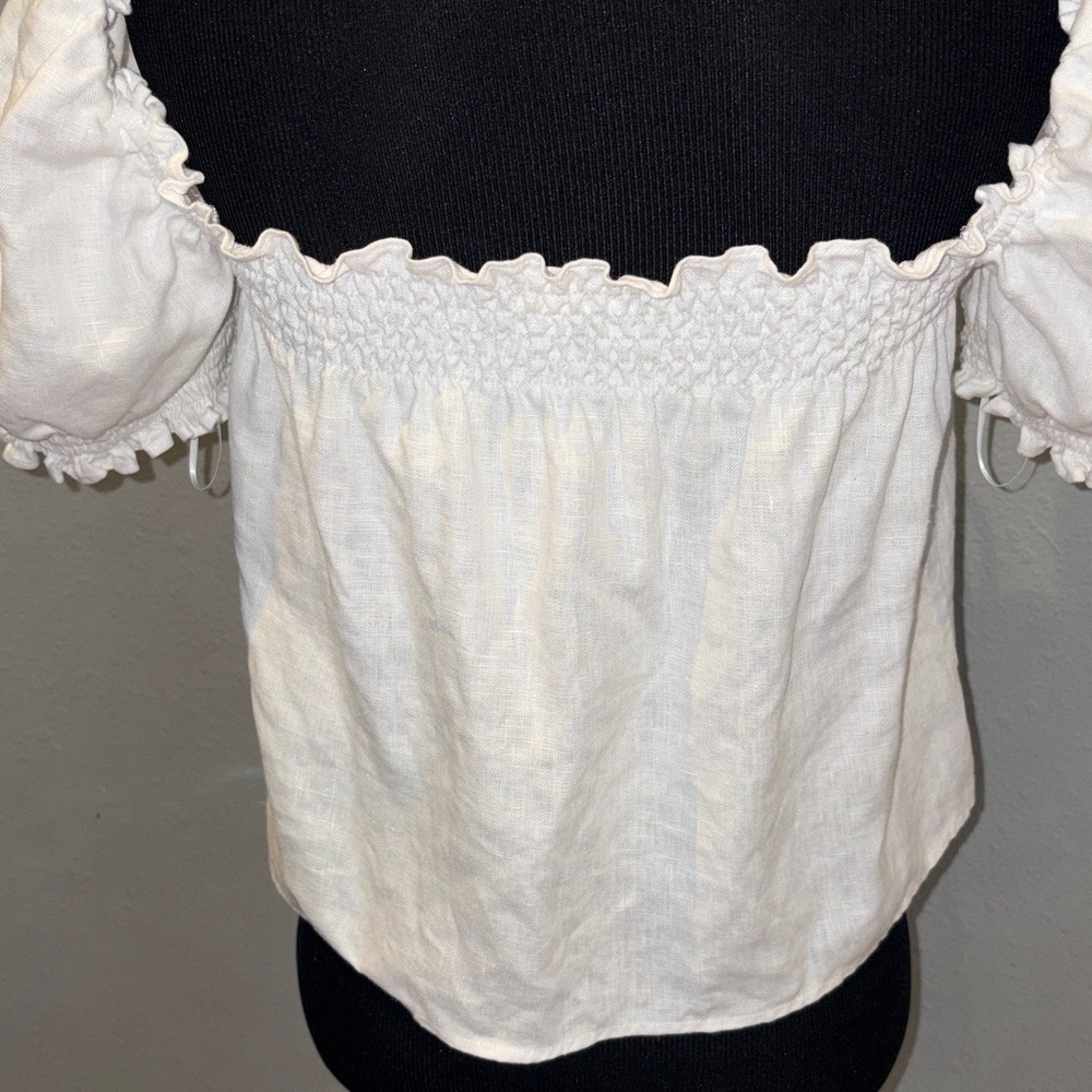 Reformation White 100% Linen Top size S - Picture 9 of 14